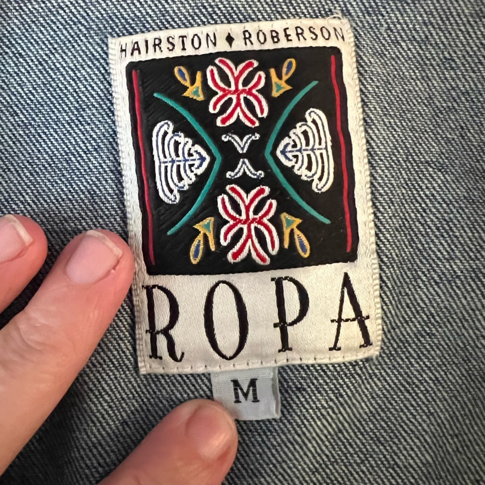HAIRSTON ROBERSON Ropa Medium Embroidered Velvet Denim Western Vest Vintage - Picture 8 of 11